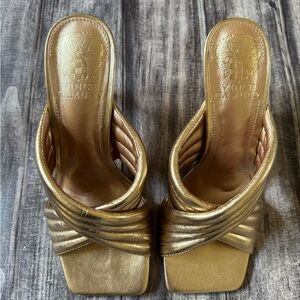 Vince Camuto Gold Sarendie Sandal Heels 6